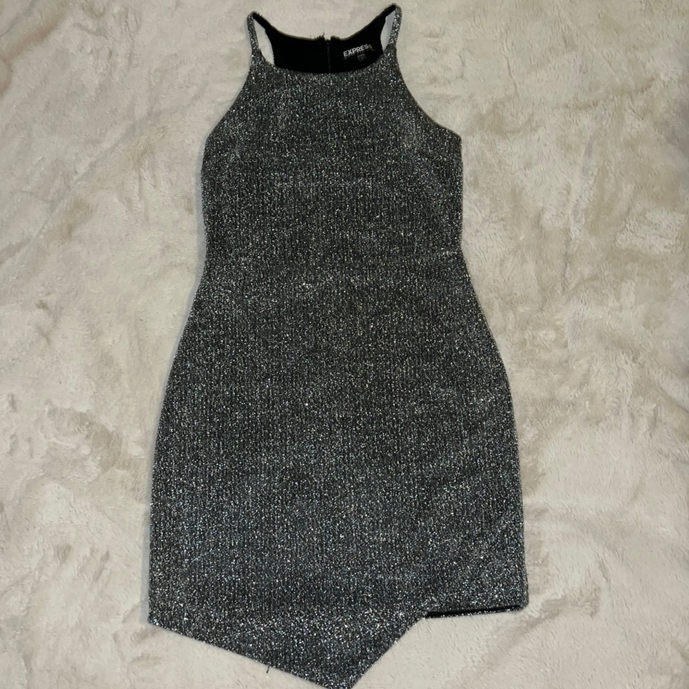 Express Silver Sparkle Cocktail Dress